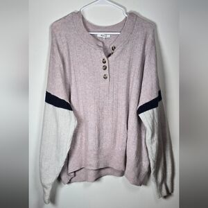 Madewell Striped Bowden Henley Sweater in Coziest Yarn